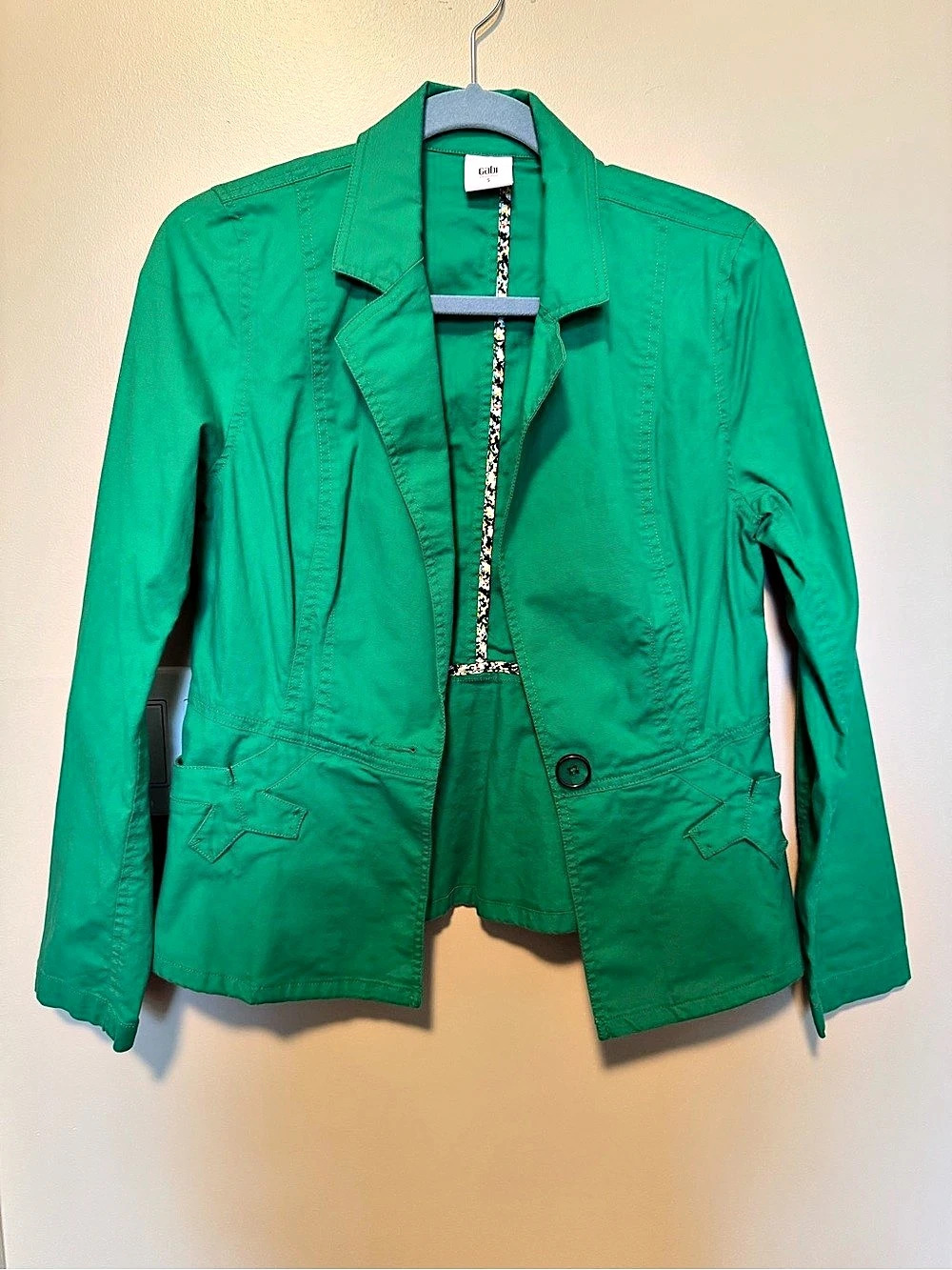 cabi Small/CH/P Cotton Utility Jacket in Green Size Small Like New